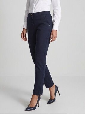 092 REISS Women's Paris High Waist Straight Cut Ankle Pants - Navy Blue, Sz 8